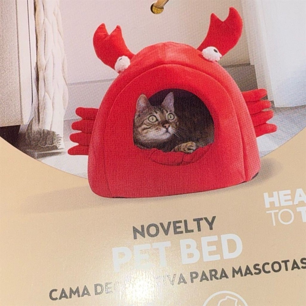 Novelty Crab Design Cat or Dog Bed Red Pet Bed heart to tail Mr crabs sponge bob